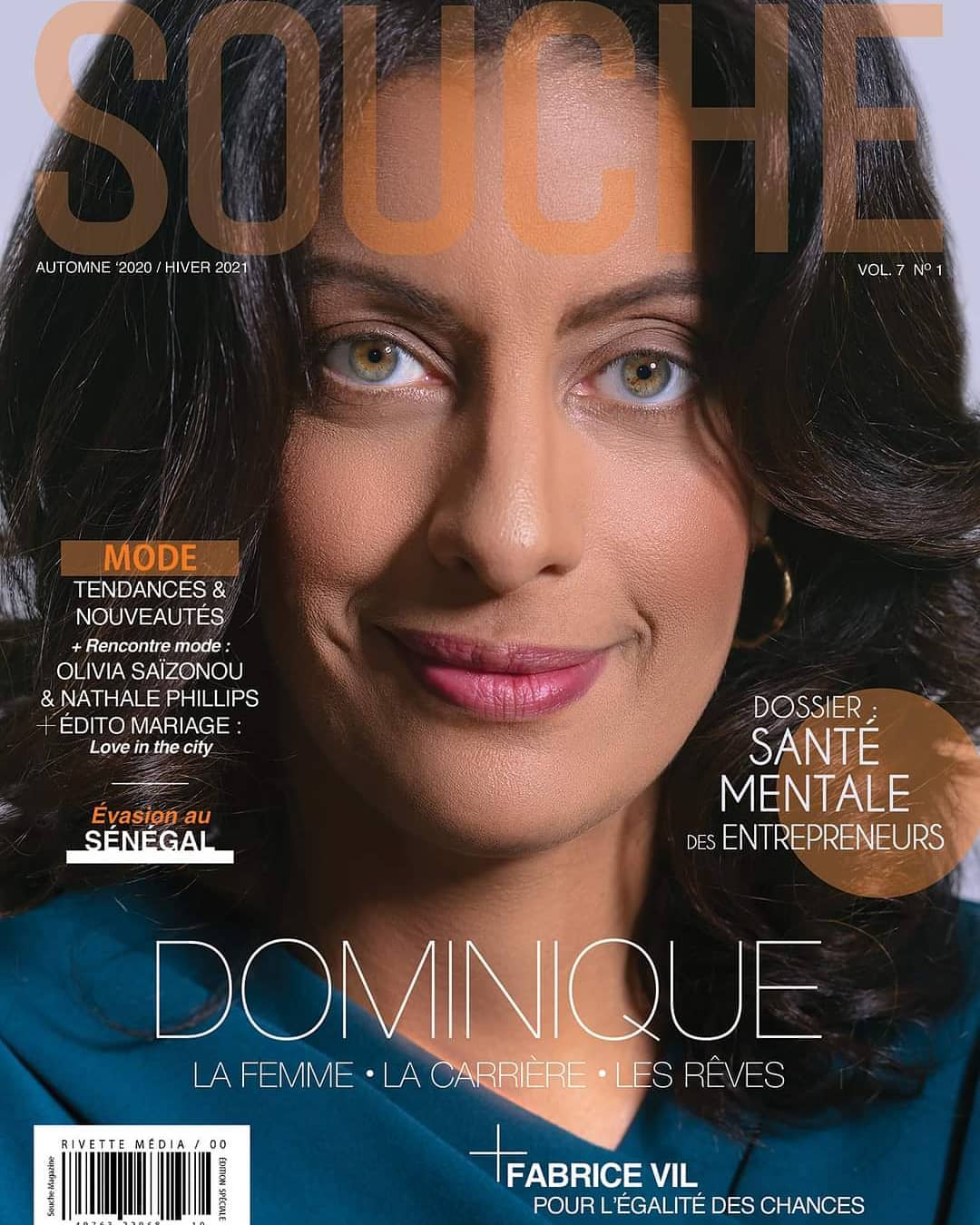 Dominique Anglade pose en couverture de Souche Magazine