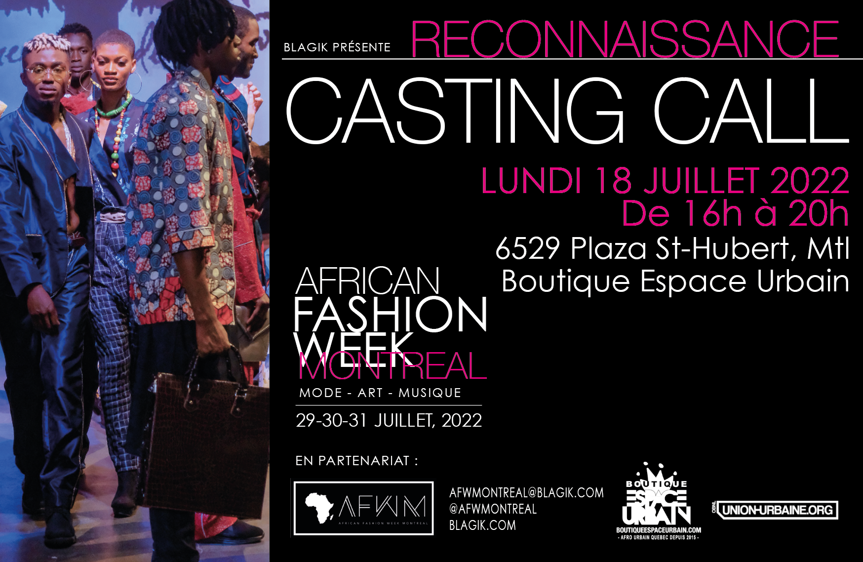 African Fashion Week Montreal 2022 : Casting call